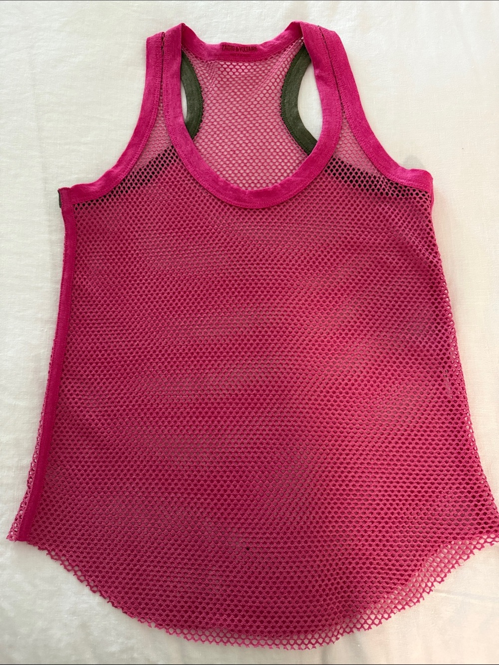 Zadig & Voltaire Hot Pink Mesh Fishnet  Tank  sz S